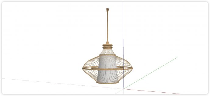 陀螺形木条网状结构吊灯su模型_图1