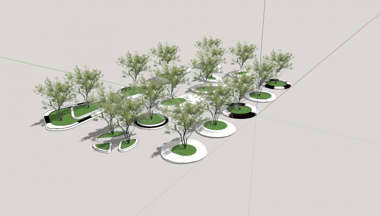 景观树池su模型组合-图二