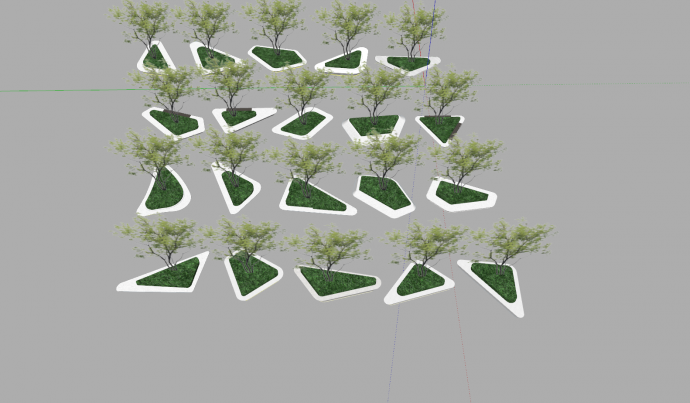 景观树池su模型三角形梯形组合_图1