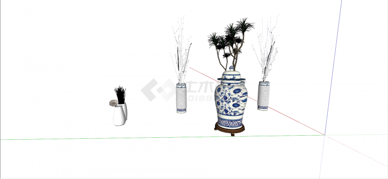百合科龙血枝室内植物su模型-图二