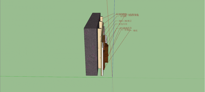 石膏板木饰面墙面B20-2su模型_图1