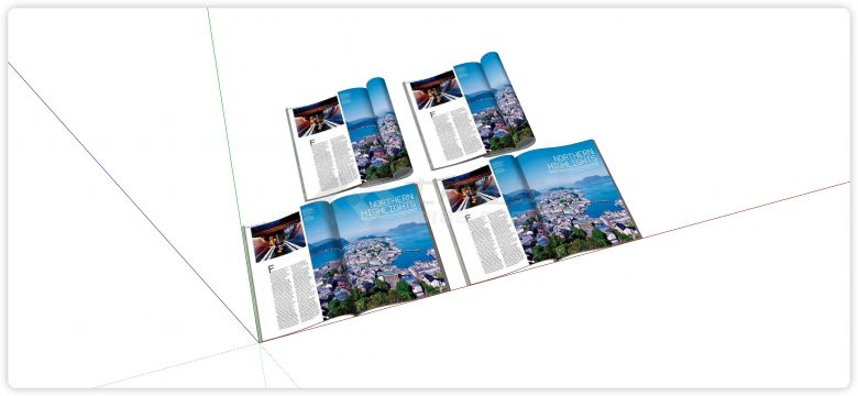 翻开的旅游杂志书籍杂志组合su模型-图二
