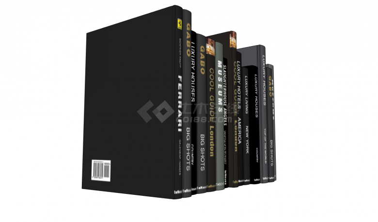 黑色封面并排排列的书籍杂志组合su模型-图二
