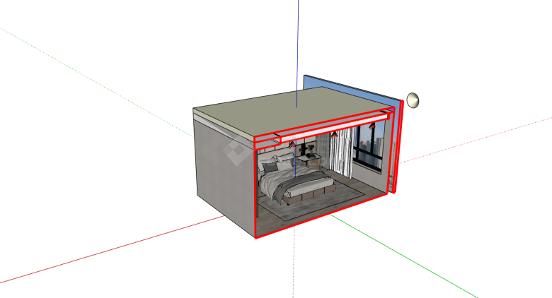 现代小面积大窗卧室su模型-图二