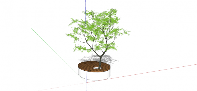 圆形塑木材质树池坐凳su模型_图1