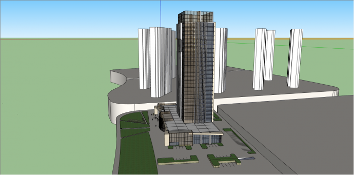都市独栋高层办公楼su模型_图1