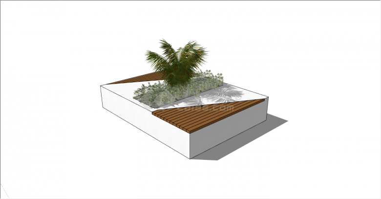 现代长方体白色花池坐凳su模型-图一
