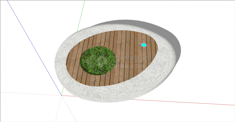 现代椭圆形公园花池坐凳su模型-图二