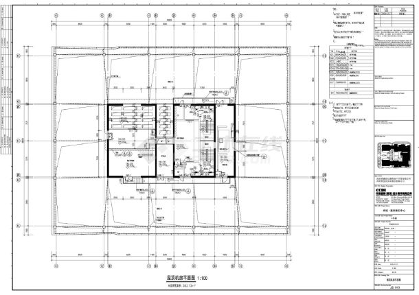 某城市4号公寓楼屋顶结构平面图-图一