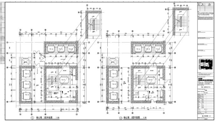 某房地产3号楼核心筒建筑设计图_图1