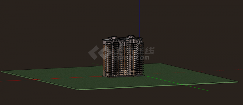 中式风格高层居住小区建筑su模型-图二