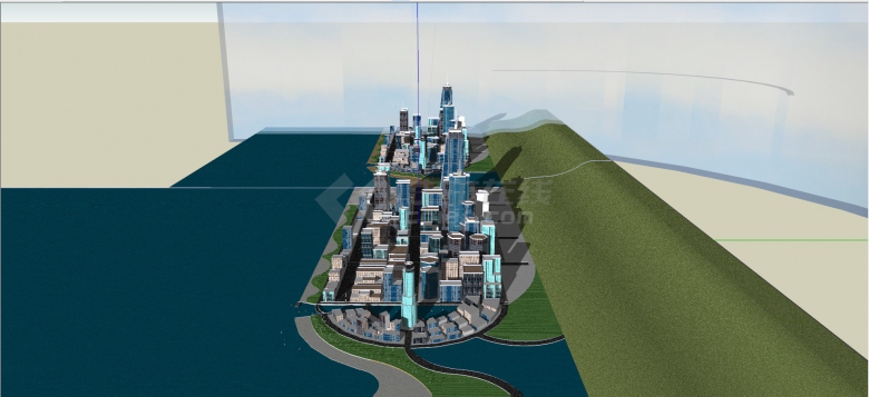 开发型沿海城市设计SU模型 -图二