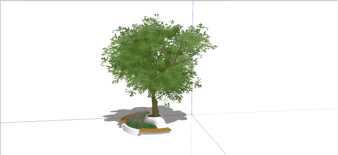 半圆形树池坐凳su模型_图1