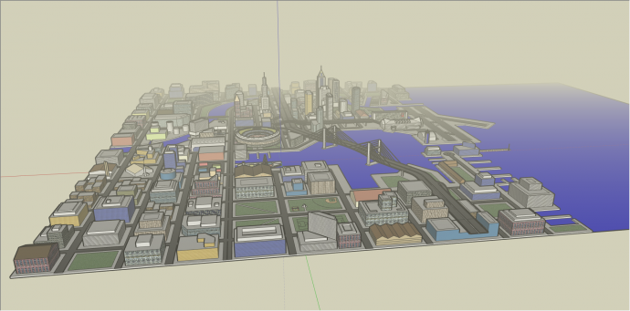 沿海发达城市设计su模型_图1