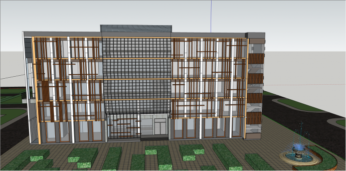 现代图书馆建筑设计su模型_图1