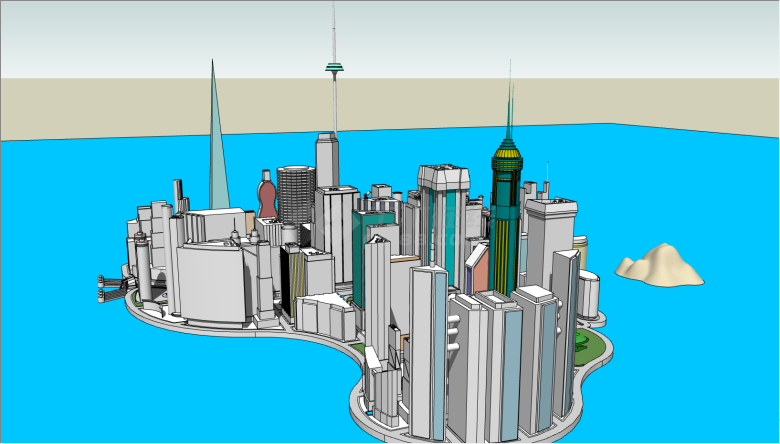 环岛似的高层的楼房设计su模型-图二