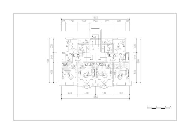 CAD设计图纸复式房型平面图-图二