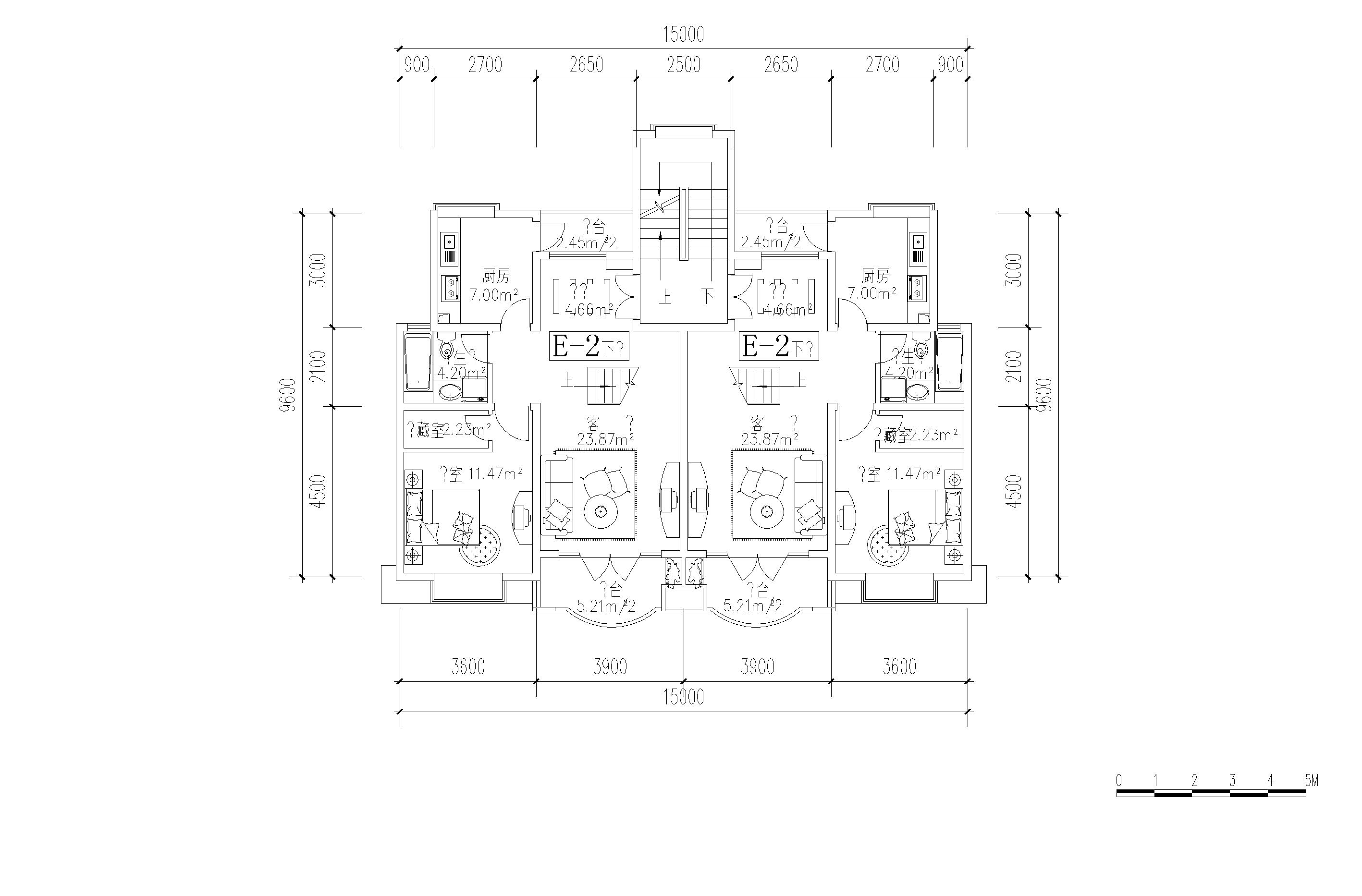CAD设计图纸复式房型平面图