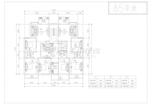 CAD多层住宅20种户型图-图一