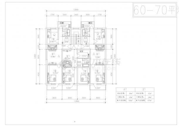 CAD多层住宅20种户型图-图二