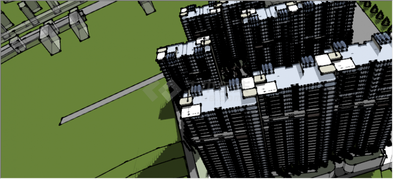 现代高层小区住宅建筑su模型-图一