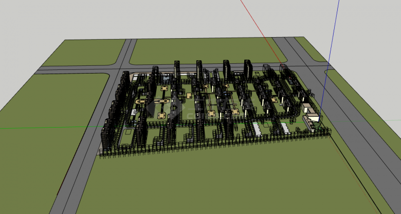大面积绿地多栋住宅su模型-图一