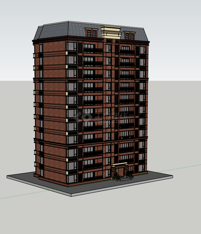 嘉兴某洋房高层住宅su模型-图二
