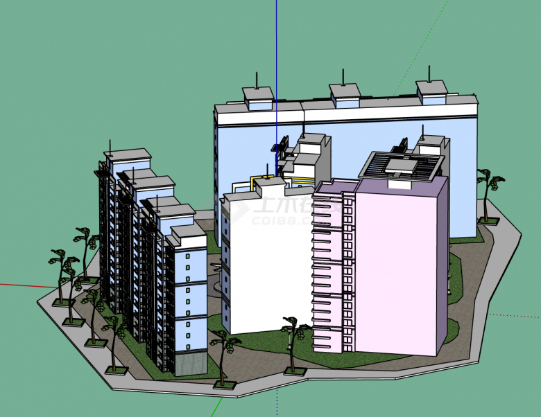 海岸风小区楼盘规划SU模型-图一