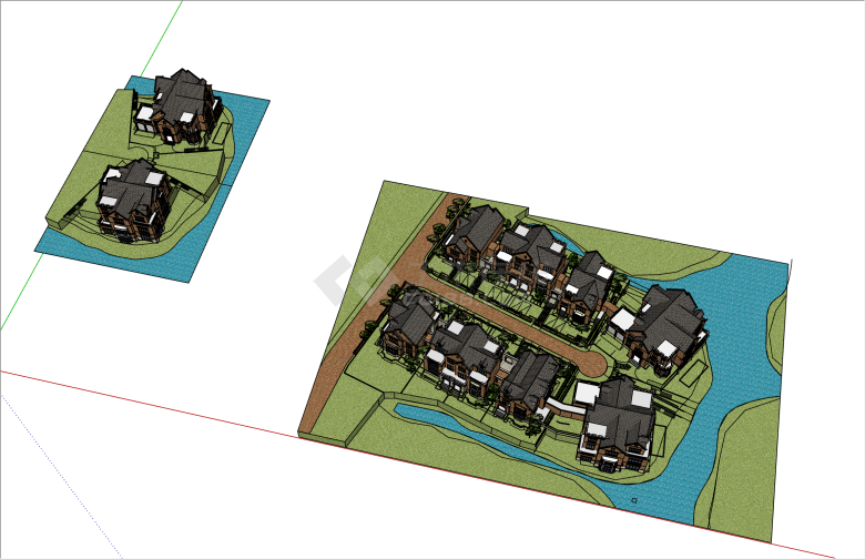 临河精美英式风格深圳别墅群su模型-图一