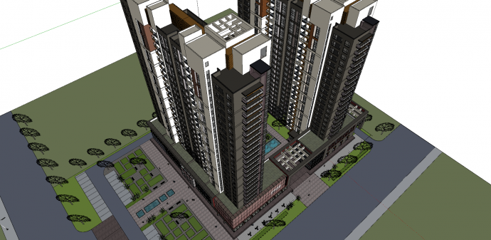 小区楼盘规划高层住宅su模型_图1
