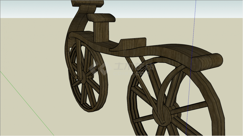 简易自行车木制品su模型-图二