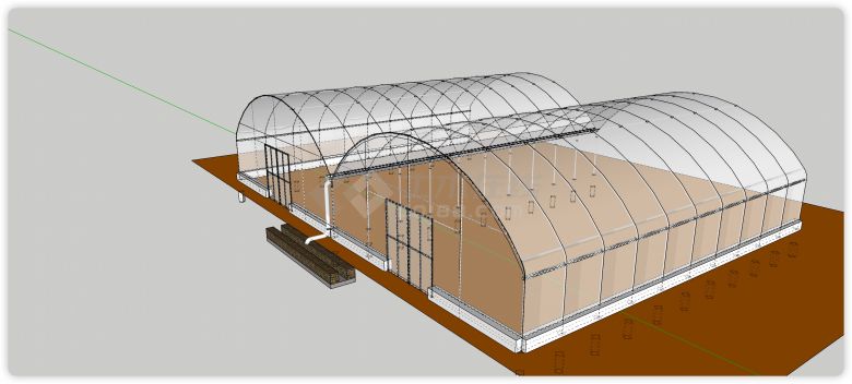 农业白色透明温室大棚su模型-图二