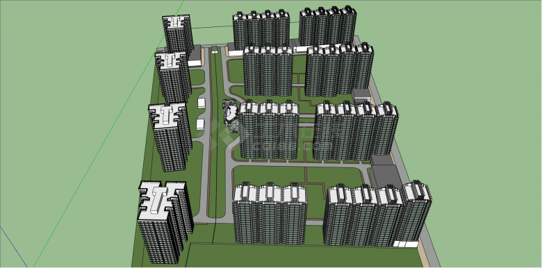 城市区域性高层住宅su模型-图二
