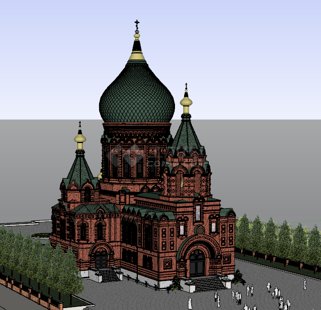 哈尔滨圣索菲亚大教堂su模型-图一