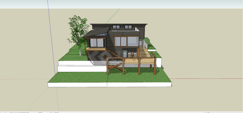 黑白色系木楼梯别墅su模型-图一