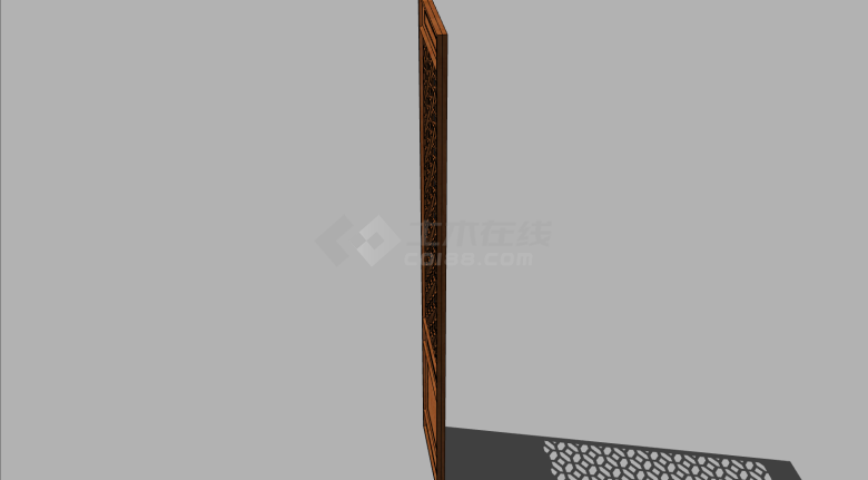 中式木质正方形孔门su模型-图二