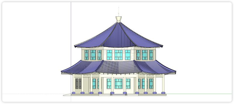 紫色八角亭青岛栈桥回澜阁su模型-图一