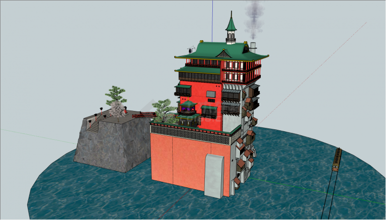 带有古堡造型的建筑su模型-图二