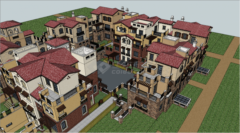 带有异域风格的多层的住宅建筑su模型-图二