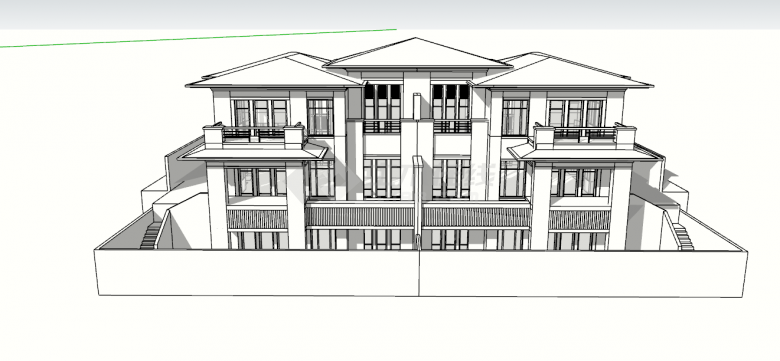 现代简单构图别墅豪宅建筑su模型-图二