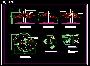 某地膜结构亭施工CAD详图-图一
