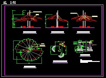 某地膜结构亭施工CAD详图