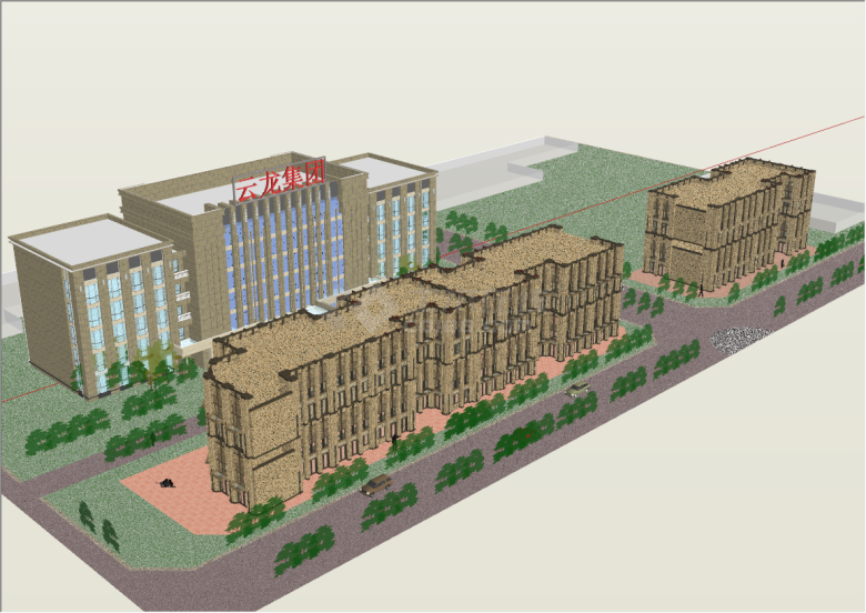 大型集团公司总部建筑su模型-图二