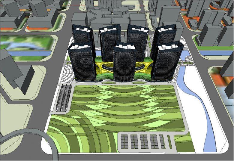 商业综合体地块概念方案设计su模型-图二