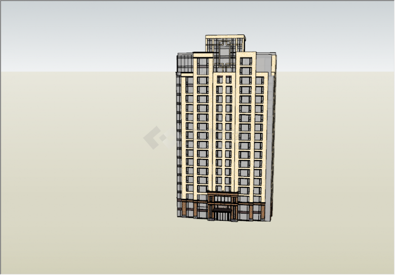 简约黄色大气高层住宅区项目su模型-图二
