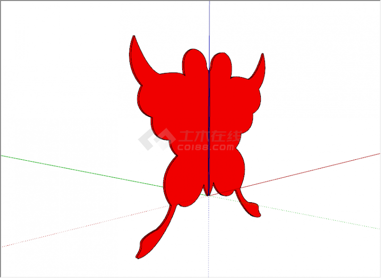中式元素红色蝴蝶状美观构件su模型-图二