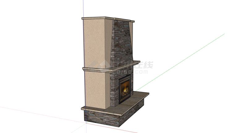 欧式风格大理石面板砖砌壁炉su模型-图二