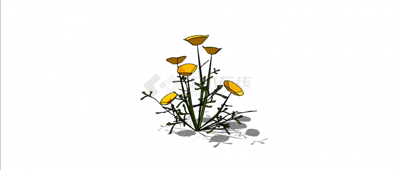 黄色植物装饰品SU模型设计-图二