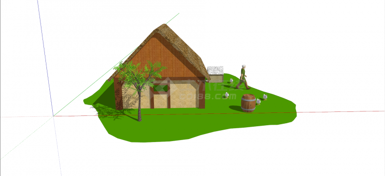 轻型木结构木屋su模型-图一