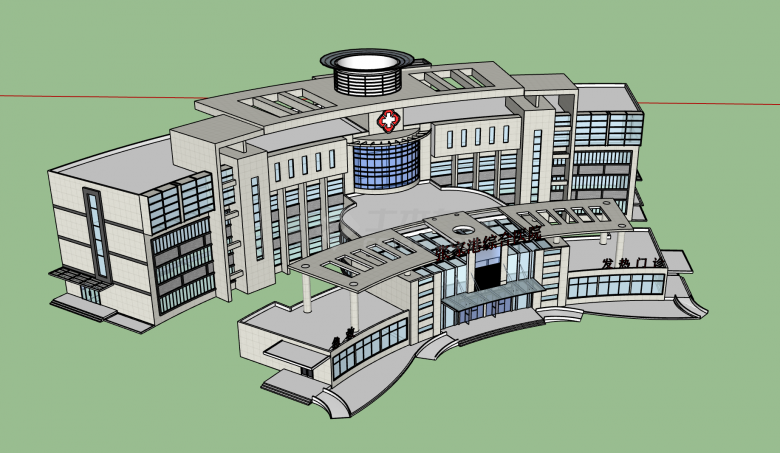 高档私人医院门诊建筑su模型-图一